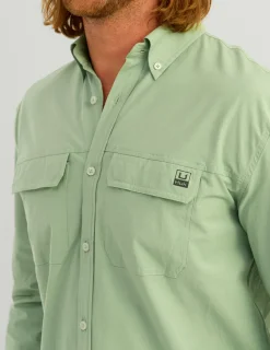 Huk Gear Button Downs-Next Level Button-Down Fog Green