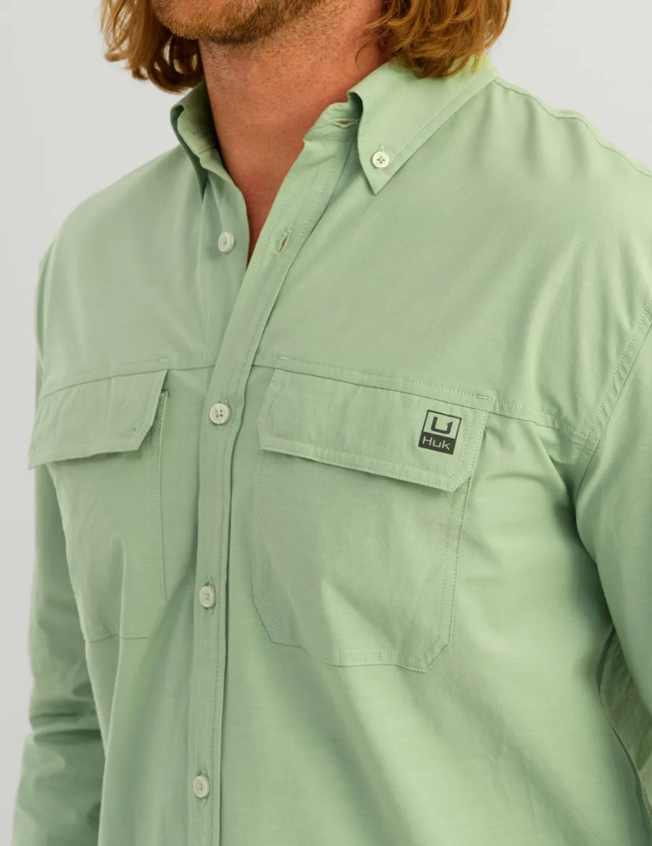 Huk Gear Button Downs-Next Level Button-Down Fog Green