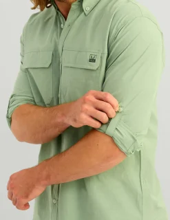 Huk Gear Button Downs-Next Level Button-Down Fog Green