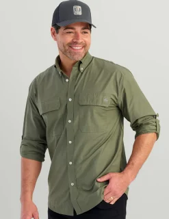 Huk Gear Button Downs-Next Level Button-Down Moss