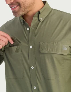 Huk Gear Button Downs-Next Level Button-Down Moss