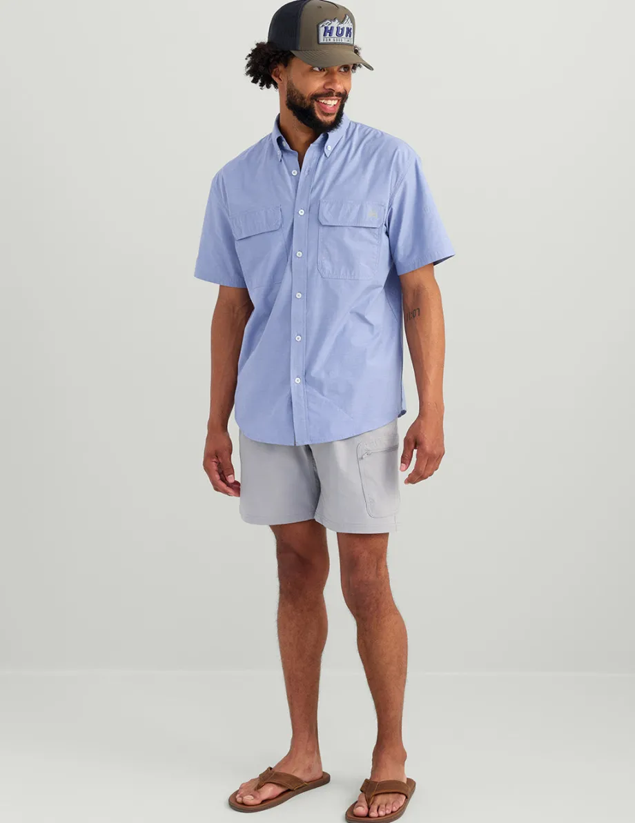 Huk Gear Button Downs-Next Level Short Sleeve Button-Down Lightning Sky