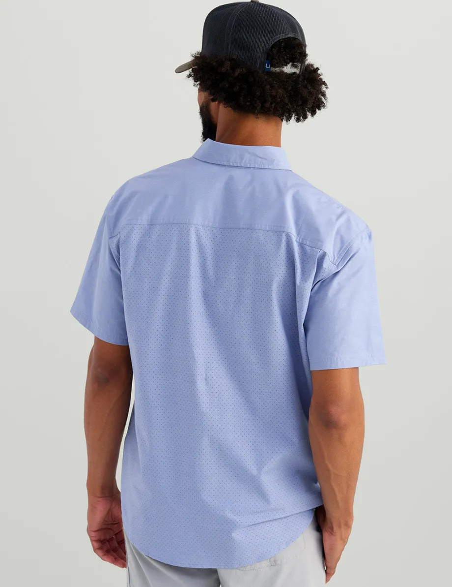 Huk Gear Button Downs-Next Level Short Sleeve Button-Down Lightning Sky