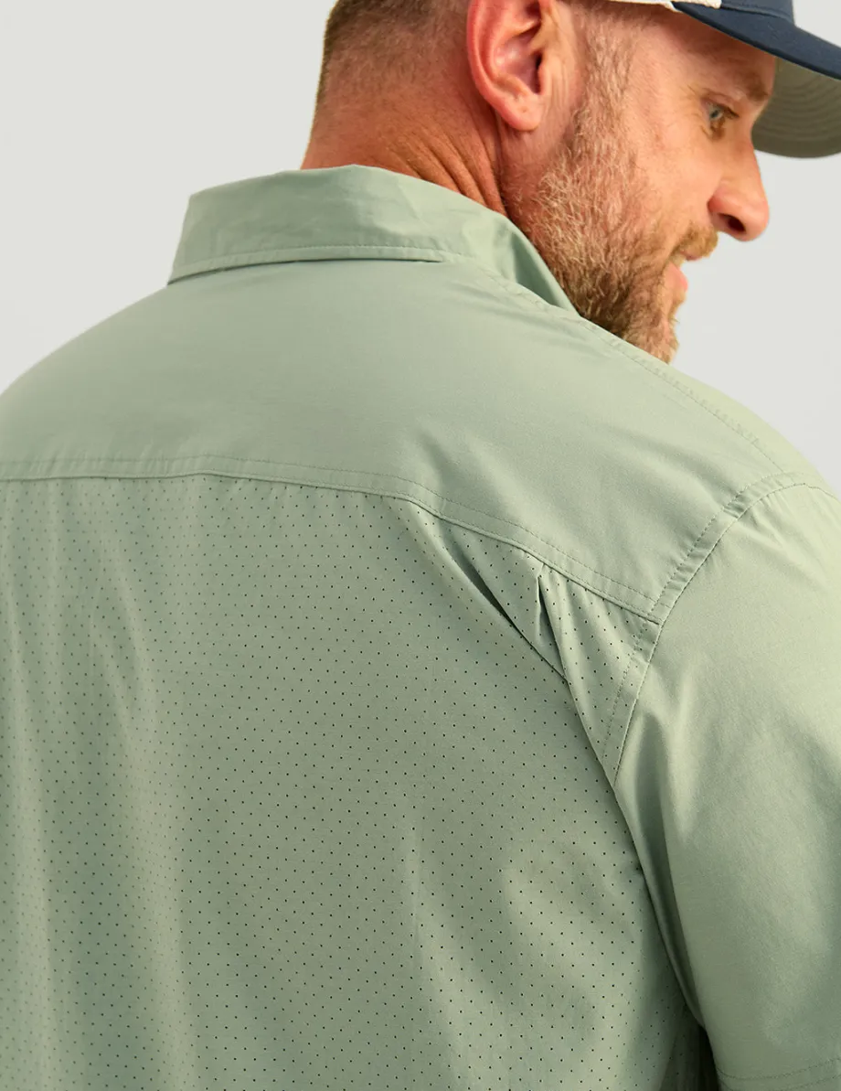 Huk Gear Button Downs-Next Level Short Sleeve Button-Down Fog Green