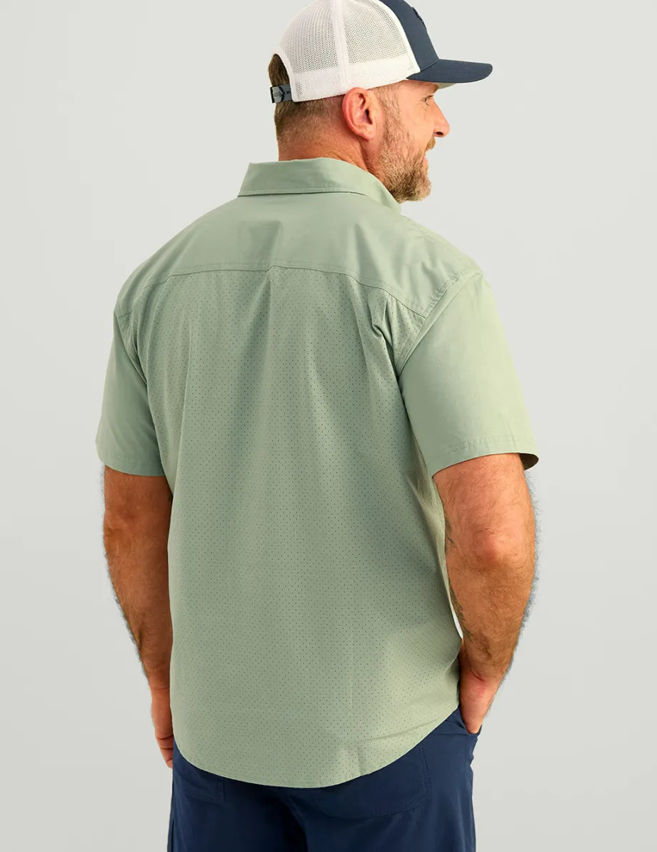 Huk Gear Button Downs-Next Level Short Sleeve Button-Down Fog Green