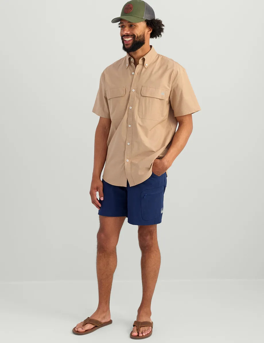 Huk Gear Button Downs-Next Level Short Sleeve Button-Down Marl