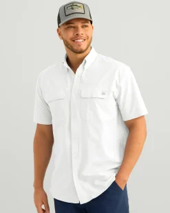 Huk Gear Button Downs-Next Level Short Sleeve Button-Down White