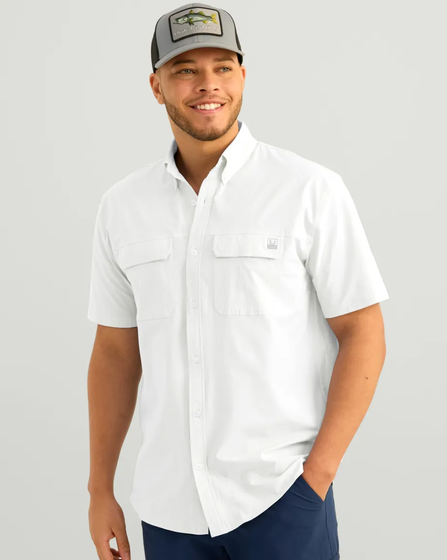 Huk Gear Button Downs-Next Level Short Sleeve Button-Down White