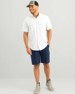 Huk Gear Button Downs-Next Level Short Sleeve Button-Down White