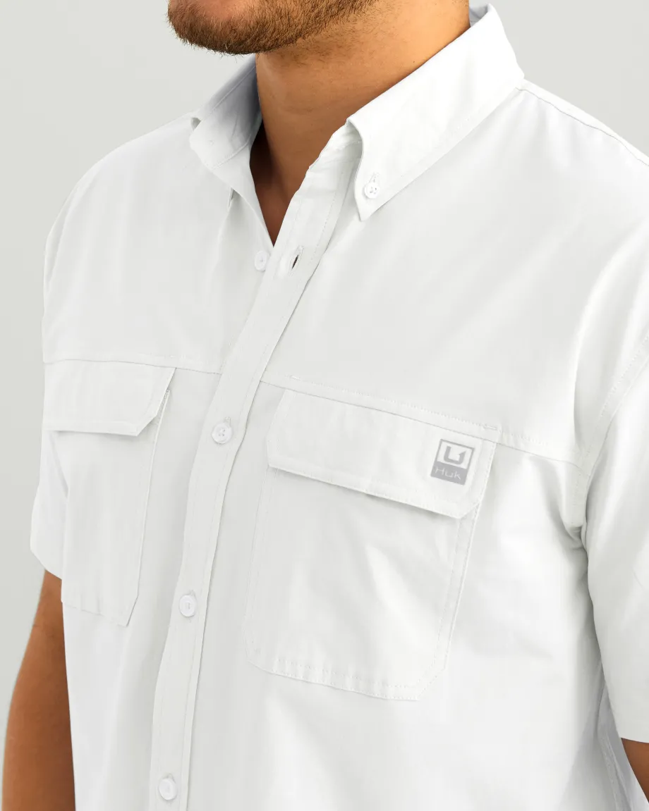 Huk Gear Button Downs-Next Level Short Sleeve Button-Down White