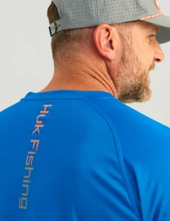 Huk Gear Performance Tops-Pursuit Performance Crew Ocean Blue