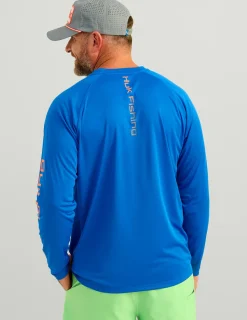Huk Gear Performance Tops-Pursuit Performance Crew Ocean Blue