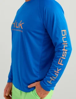 Huk Gear Performance Tops-Pursuit Performance Crew Ocean Blue