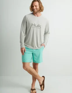 Huk Gear Performance Tops-Pursuit Performance Crew Harbor Mist