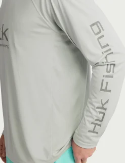 Huk Gear Performance Tops-Pursuit Performance Crew Harbor Mist