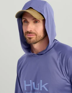 Huk Gear Performance Tops-Pursuit Performance Hoodie Skipper Blue