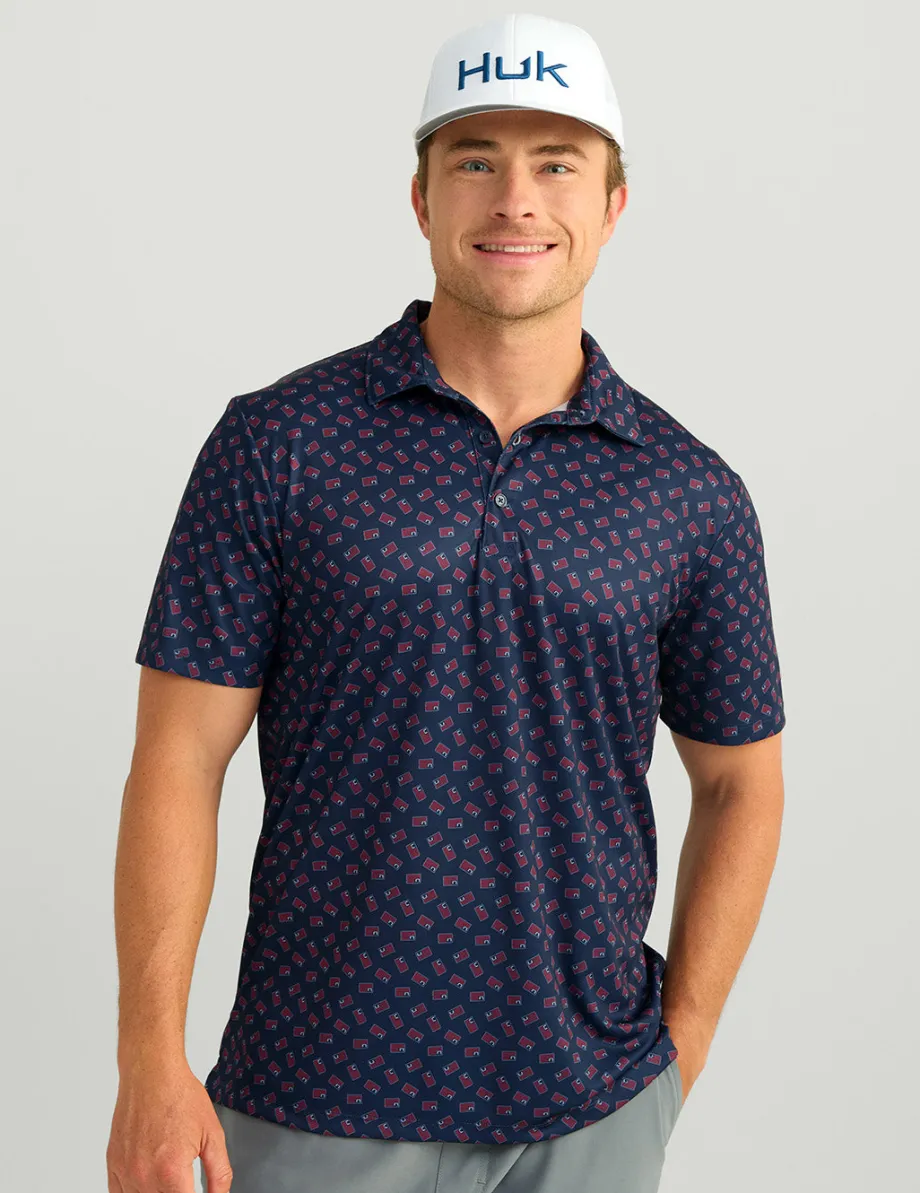 Huk Gear Polos-Pursuit Performance Polo Naval Academy Huk and Bars