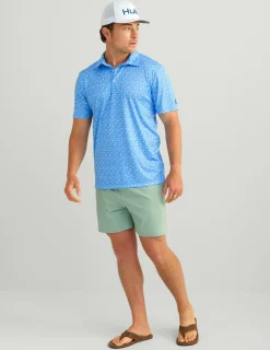 Huk Gear Polos-Pursuit Performance Polo Marolina Blue Huk and Bars