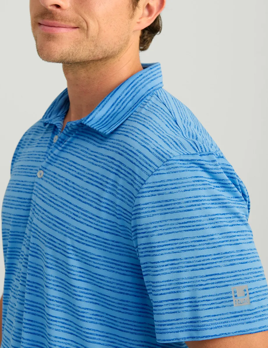 Huk Gear Polos|Performance Tops-Pursuit Performance Polo Marolina Blue Stripe