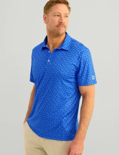 Huk Gear Polos|Performance Tops-Pursuit Performance Polo Ocean Blue Micro Fin