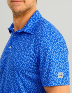 Huk Gear Polos|Performance Tops-Pursuit Performance Polo Ocean Blue Micro Fin