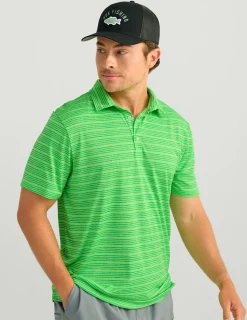 Huk Gear Polos-Pursuit Performance Polo Summer Green Stripe