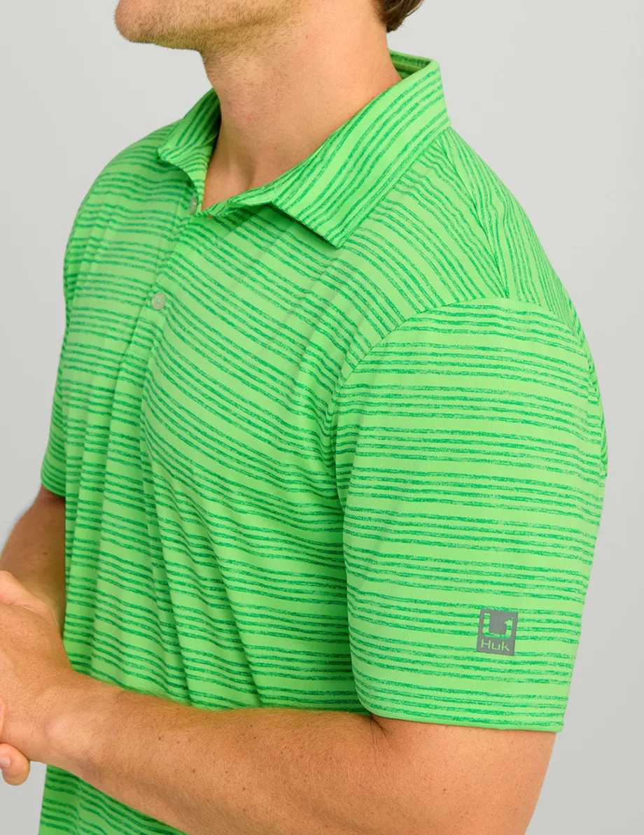 Huk Gear Polos-Pursuit Performance Polo Summer Green Stripe