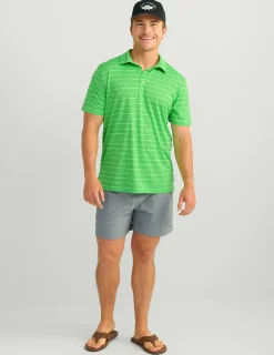 Huk Gear Polos-Pursuit Performance Polo Summer Green Stripe