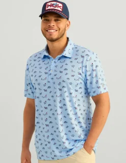 Huk Gear Polos-Pursuit Performance Polo Naval Academy Fish Camp