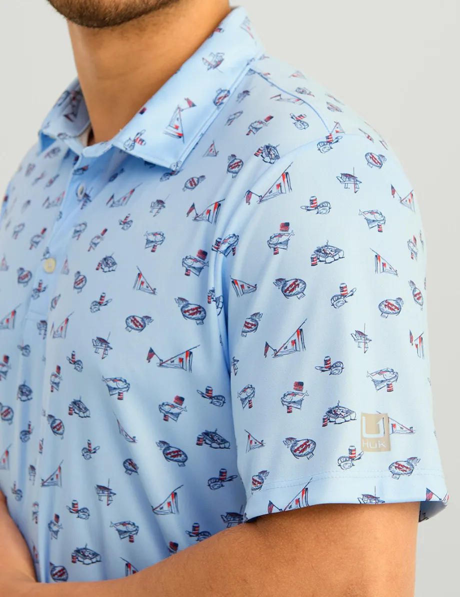 Huk Gear Polos-Pursuit Performance Polo Naval Academy Fish Camp