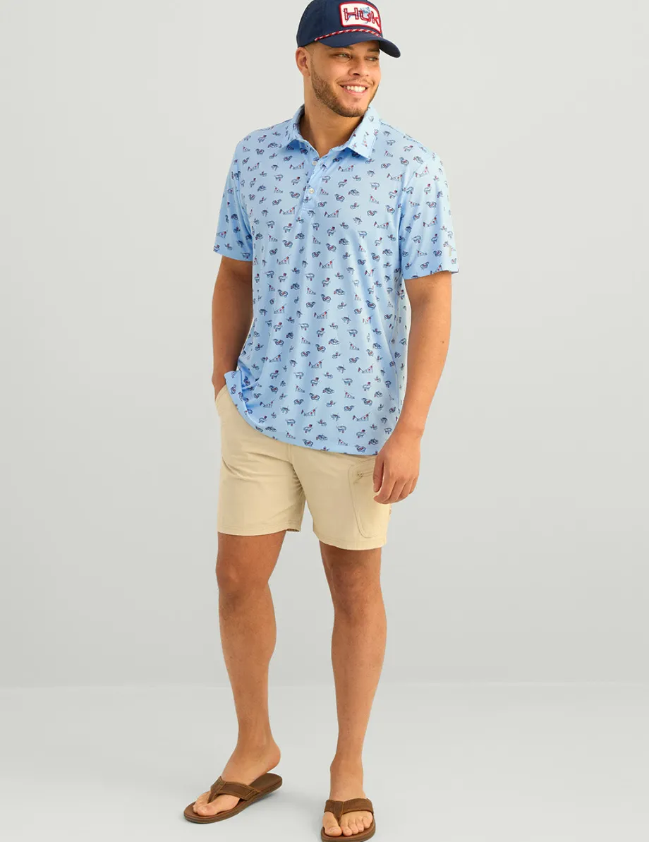 Huk Gear Polos-Pursuit Performance Polo Naval Academy Fish Camp