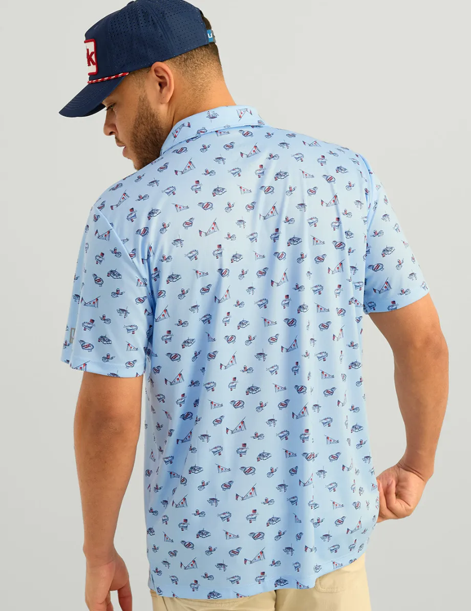 Huk Gear Polos-Pursuit Performance Polo Naval Academy Fish Camp