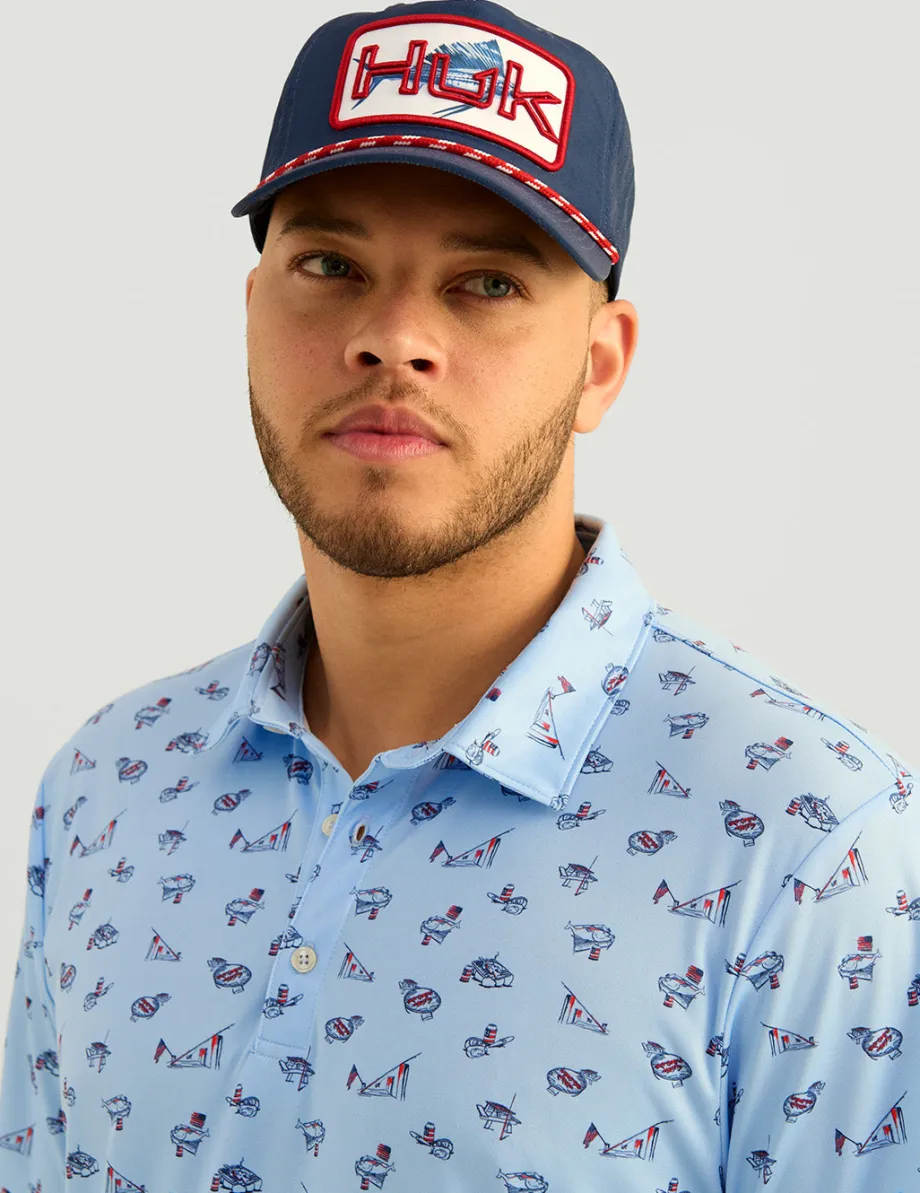 Huk Gear Polos-Pursuit Performance Polo Naval Academy Fish Camp