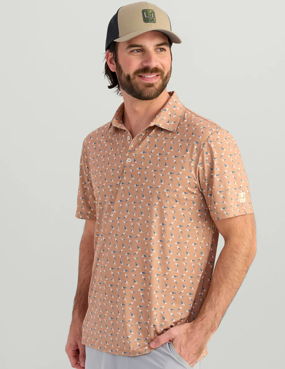 Huk Gear Polos|Performance Tops-Pursuit Performance Polo Marl American Fish