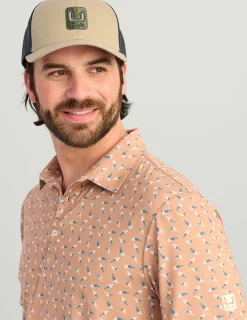 Huk Gear Polos|Performance Tops-Pursuit Performance Polo Marl American Fish