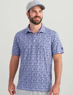 Huk Gear Performance Tops-Pursuit Performance Polo Lightning Sky Lowcountry Boil