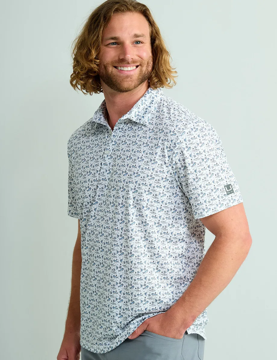 Huk Gear Polos-Pursuit Performance Polo White Boat Drinks