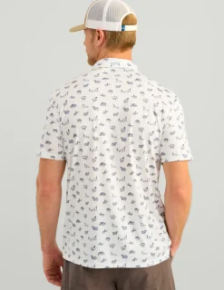 Huk Gear Polos-Pursuit Performance Polo White Fish Camp