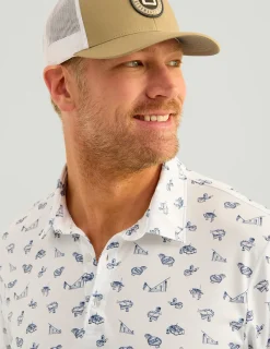 Huk Gear Polos-Pursuit Performance Polo White Fish Camp