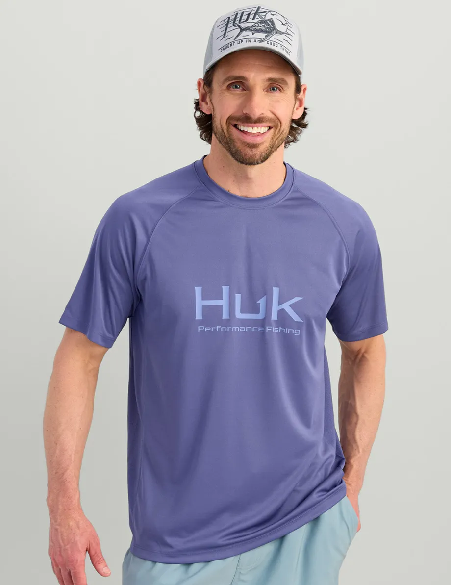 Huk Gear Performance Tops-Pursuit Short Sleeve Performance Crew Skipper Blue