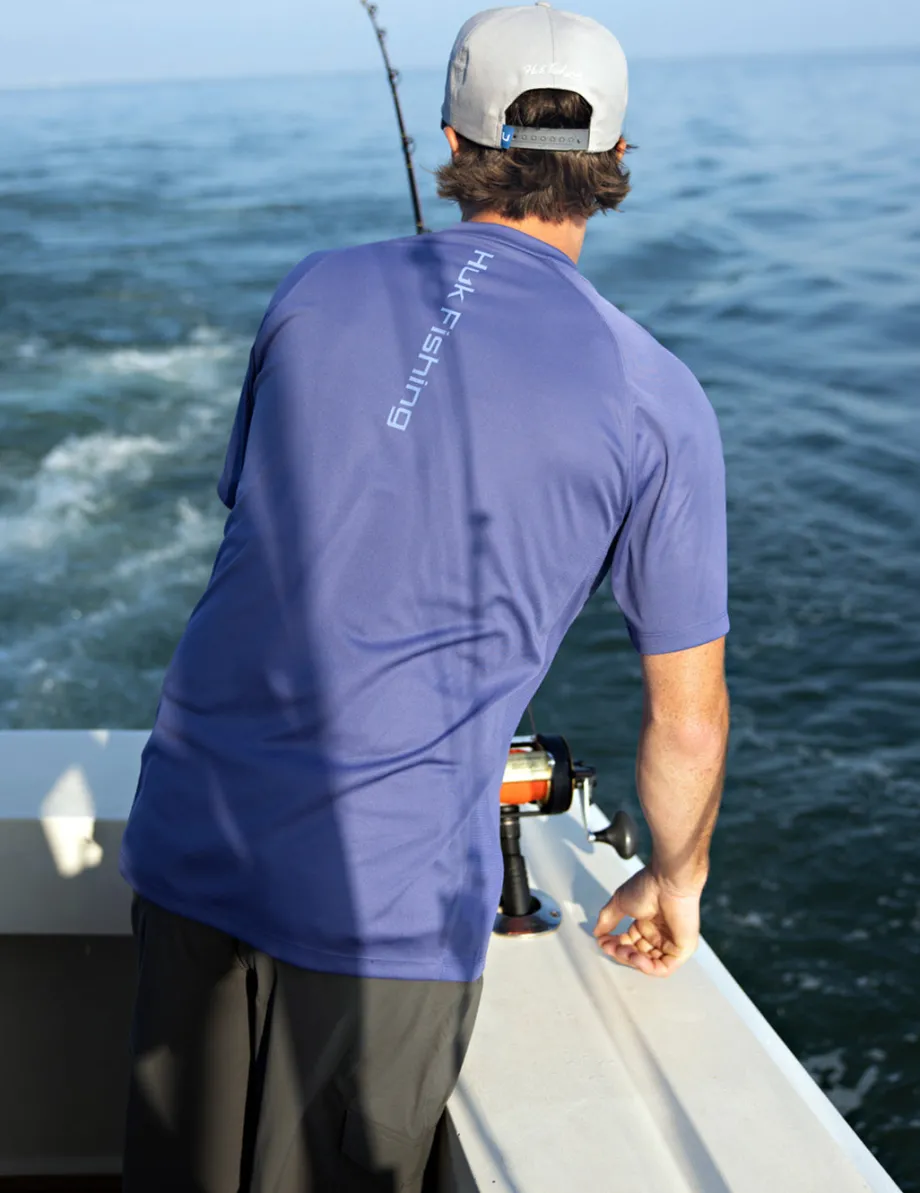 Huk Gear Performance Tops-Pursuit Short Sleeve Performance Crew Skipper Blue
