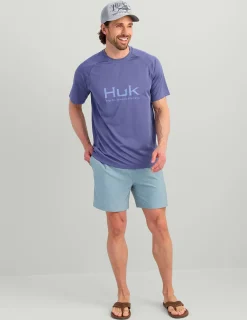 Huk Gear Performance Tops-Pursuit Short Sleeve Performance Crew Skipper Blue