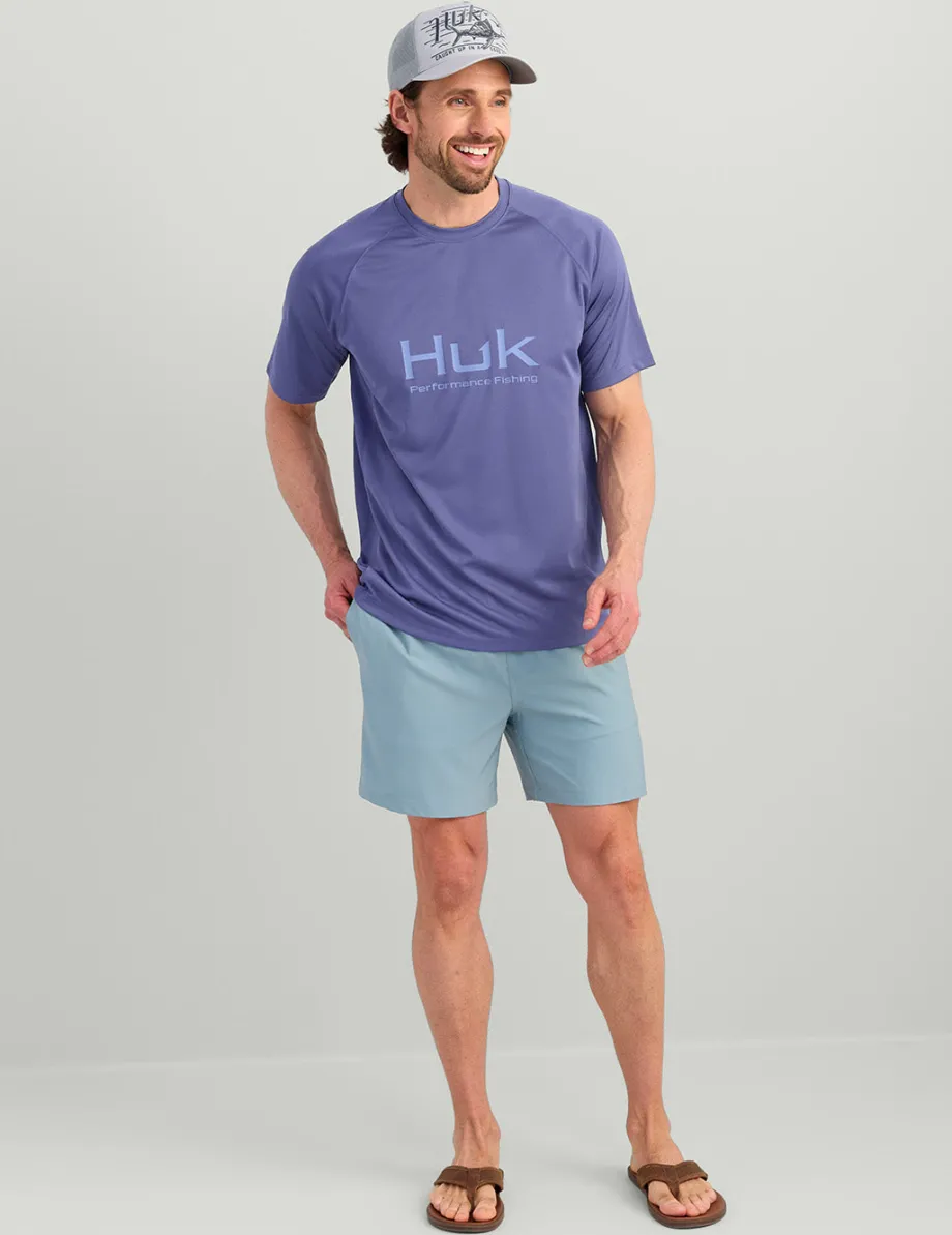 Huk Gear Performance Tops-Pursuit Short Sleeve Performance Crew Skipper Blue
