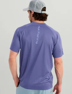 Huk Gear Performance Tops-Pursuit Short Sleeve Performance Crew Skipper Blue