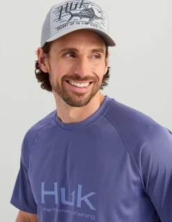 Huk Gear Performance Tops-Pursuit Short Sleeve Performance Crew Skipper Blue