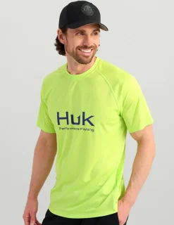 Huk Gear Performance Tops-Pursuit Short Sleeve Performance Crew Sharp Green