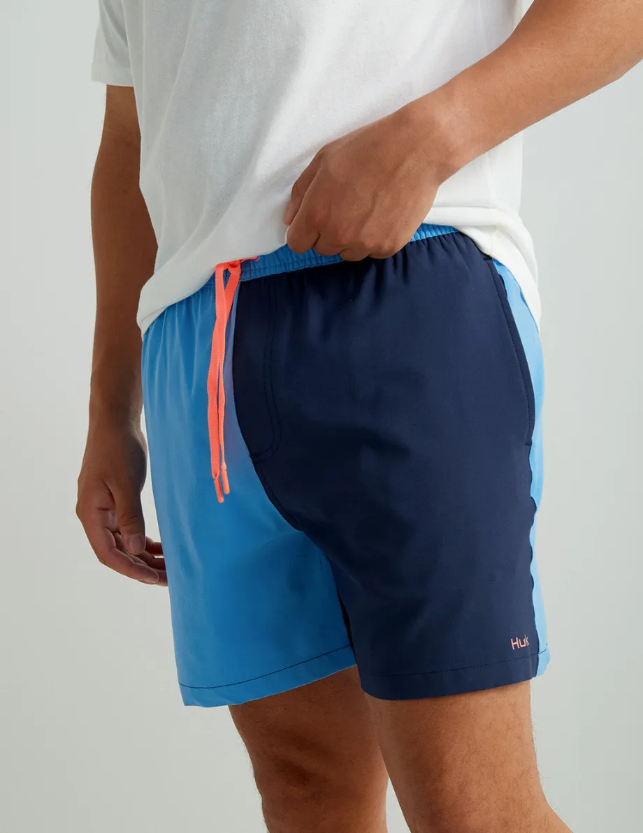 Huk Gear Swim-Pursuit Volley Swim Shorts Segment Marolina Blue