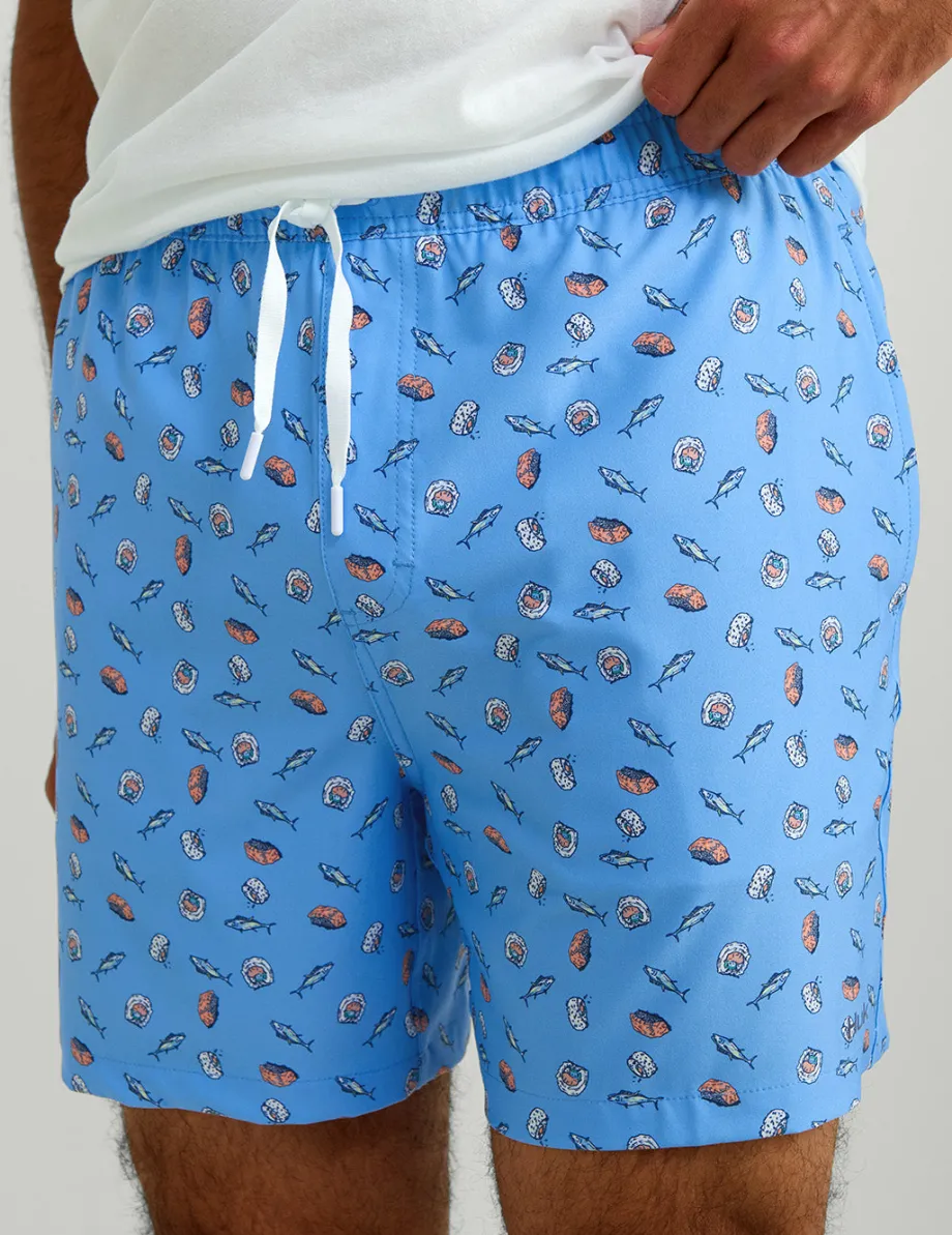 Huk Gear Swim-Pursuit Volley Swim Shorts Marolina Blue Tuna Roll