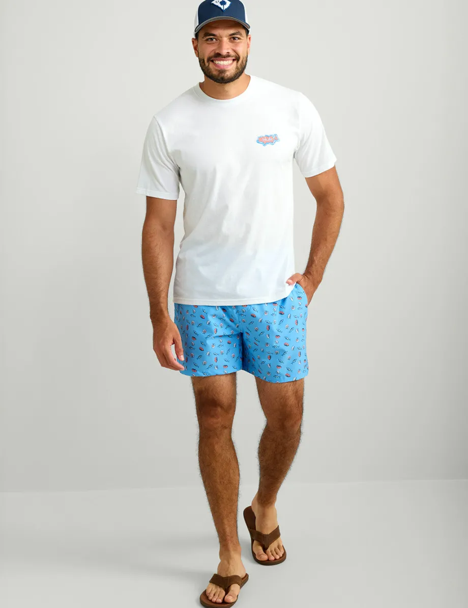 Huk Gear Swim-Pursuit Volley Swim Shorts Marolina Blue Tuna Roll