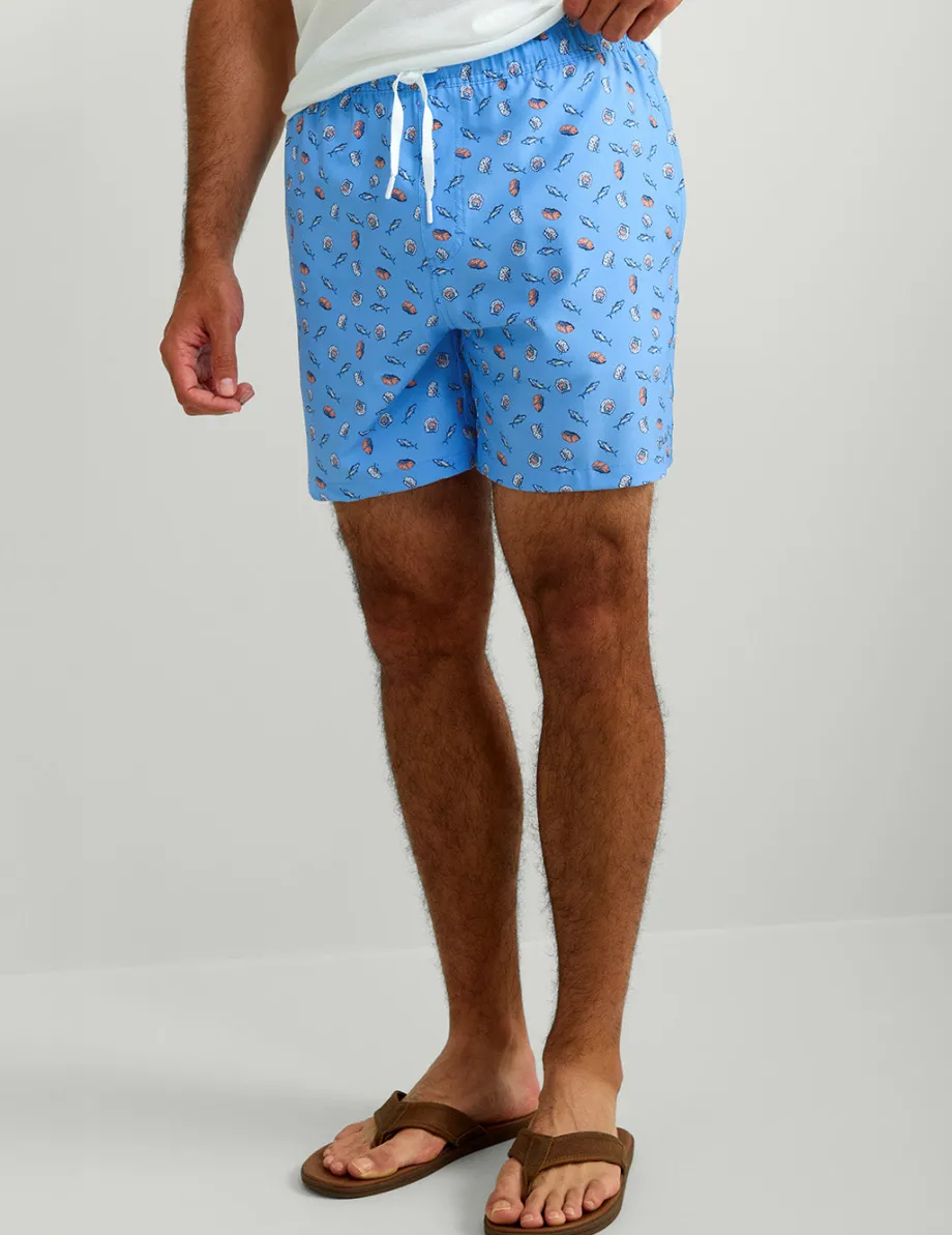 Huk Gear Swim-Pursuit Volley Swim Shorts Marolina Blue Tuna Roll